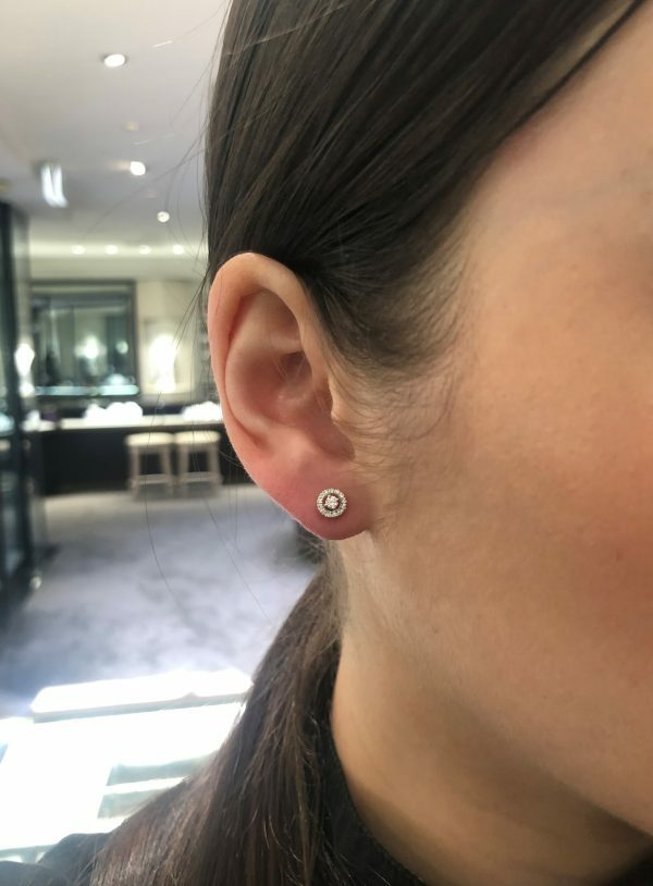 18ct Rose Gold round cluster Diamond Stud Earrings with halo - Image 4