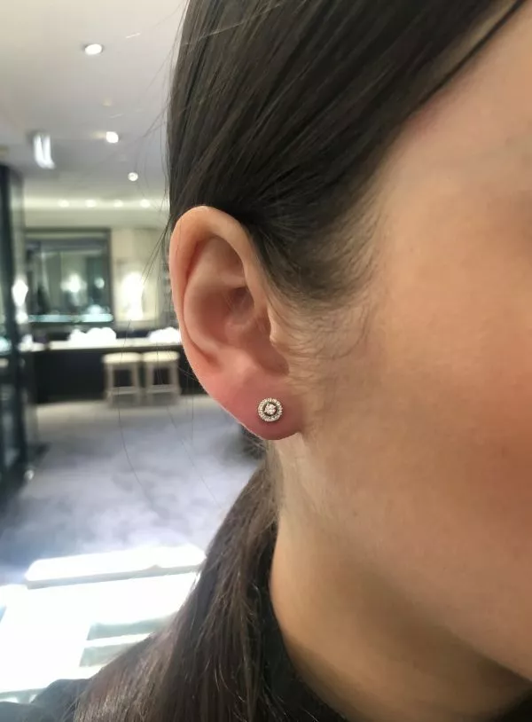 18ct Rose Gold round cluster Diamond Stud Earrings with halo - Image 4