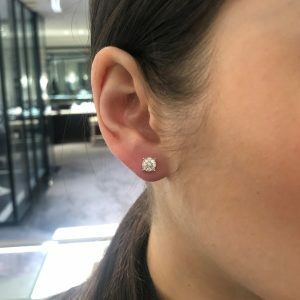 18ct white gold diamond cluster stud earrings