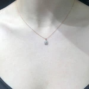 18ct rose gold cushion shape cluster diamond necklace