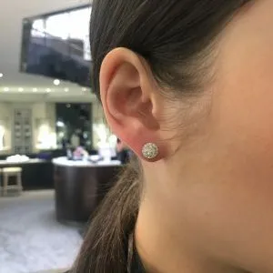 18ct white gold round shape diamond cluster earrings