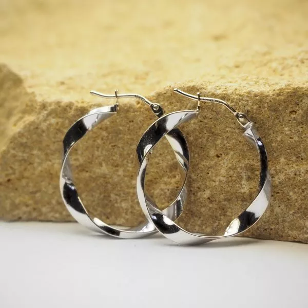 18ct white gold hoop earrings