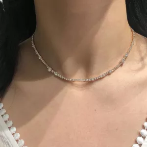 18ct rose gold diamond tennis necklace