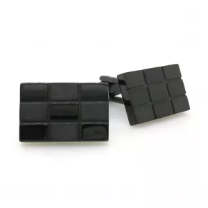 Stainless steel plated black rectangular cufflinks
