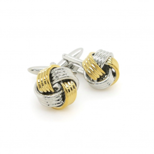 Yellow gold rhodium plated knot cufflinks