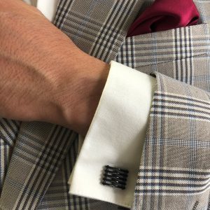 Stainless steel plated black open rectangular cufflinks