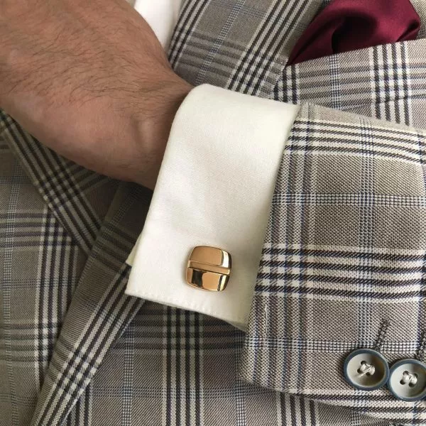 Rose gold plated cushion shape cufflinks