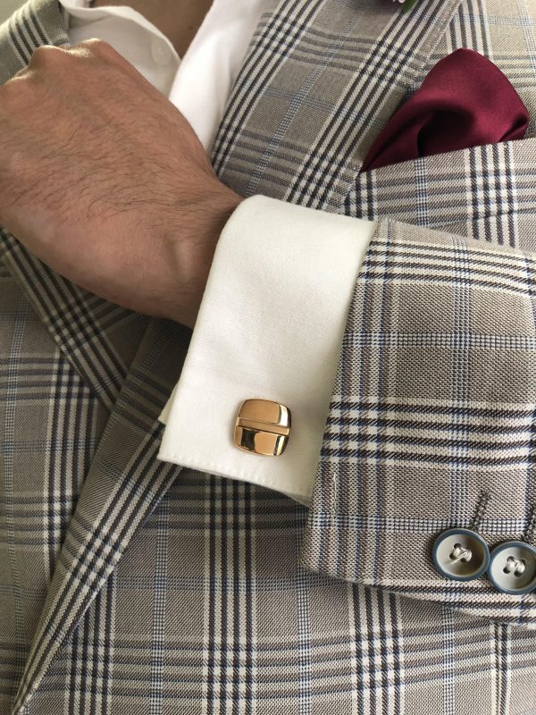 Rose gold plated cushion shape cufflinks