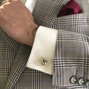 Yellow gold rhodium plated knot cufflinks