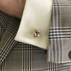 Yellow gold rhodium plated knot cufflinks