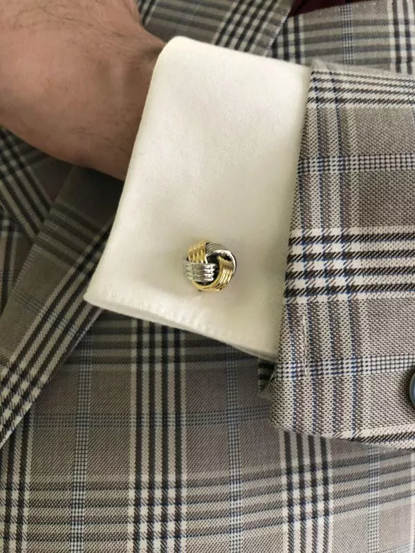 Yellow gold rhodium plated knot cufflinks