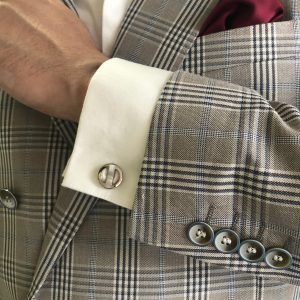 Rhodium plated open circle matt and polished finish cufflinks