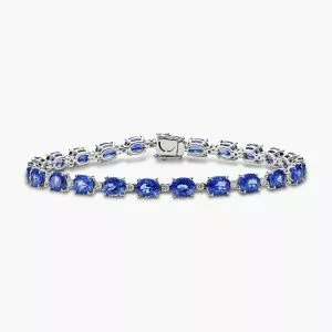 18ct white gold sapphire and diamond claw set bracelet