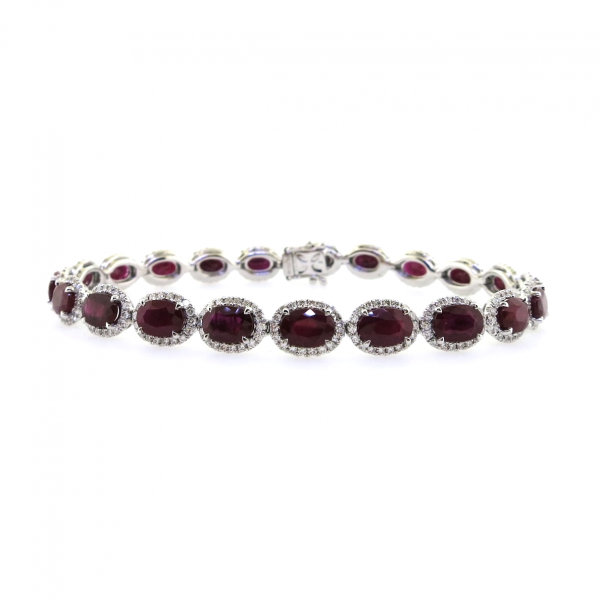 18ct white gold ruby and diamond claw set bracelet