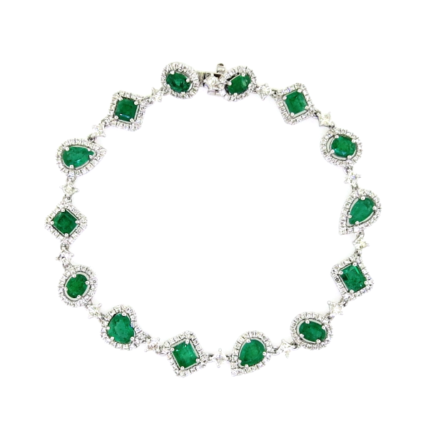 18ct white gold emerald and diamond bracelet