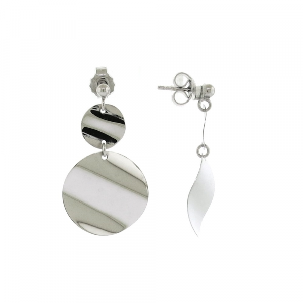 18ct white gold disc earrings