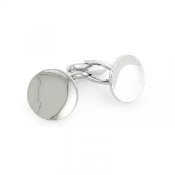 18ct white gold round cufflinks