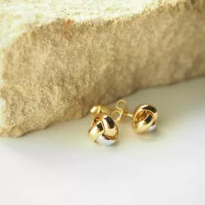 18ct three tone gold twist stud earrings