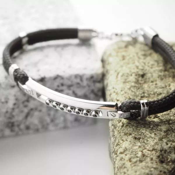 18ct white gold black woven rope bracelet