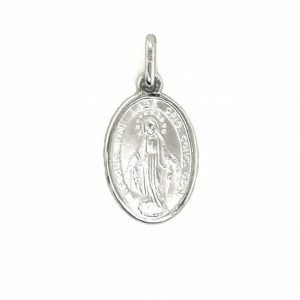 18ct white gold Miraculous medal pendant