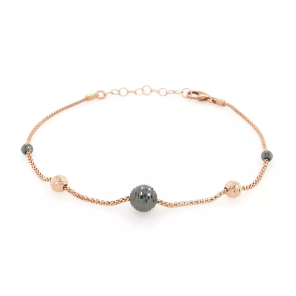 18ct two tone gold six ball bracelet