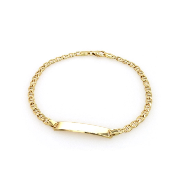 18ct yellow gold ID tag curb chain bracelet