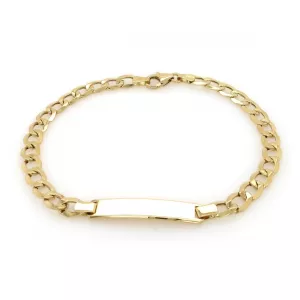 18ct yellow gold ID tag cuban chain bracelet