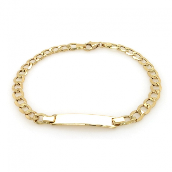 18ct yellow gold ID tag cuban chain bracelet