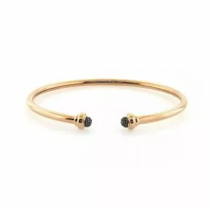 18ct rose gold black diamond set on ends of open bangle