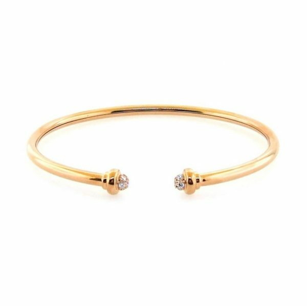 18ct rose gold diamond open bangle