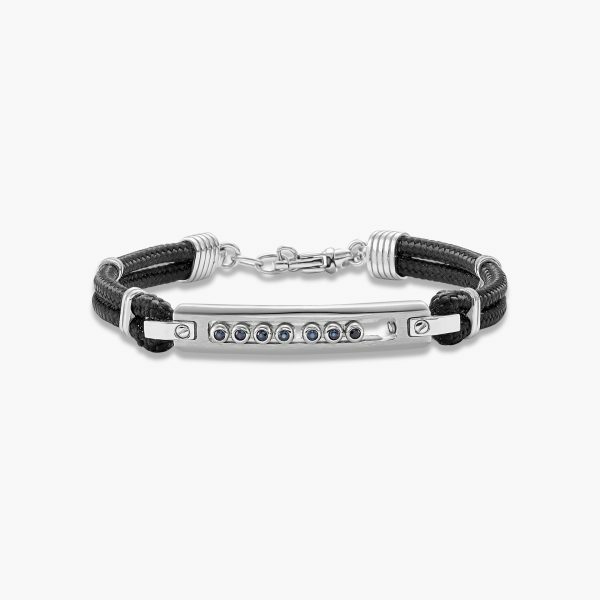 18ct white gold black woven rope bracelet