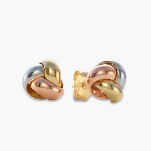 18ct three tone gold twist stud earrings