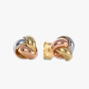18ct three tone gold twist stud earrings