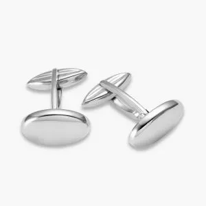 18ct white gold oval cufflinks