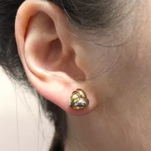 18ct three tone gold stud earrings