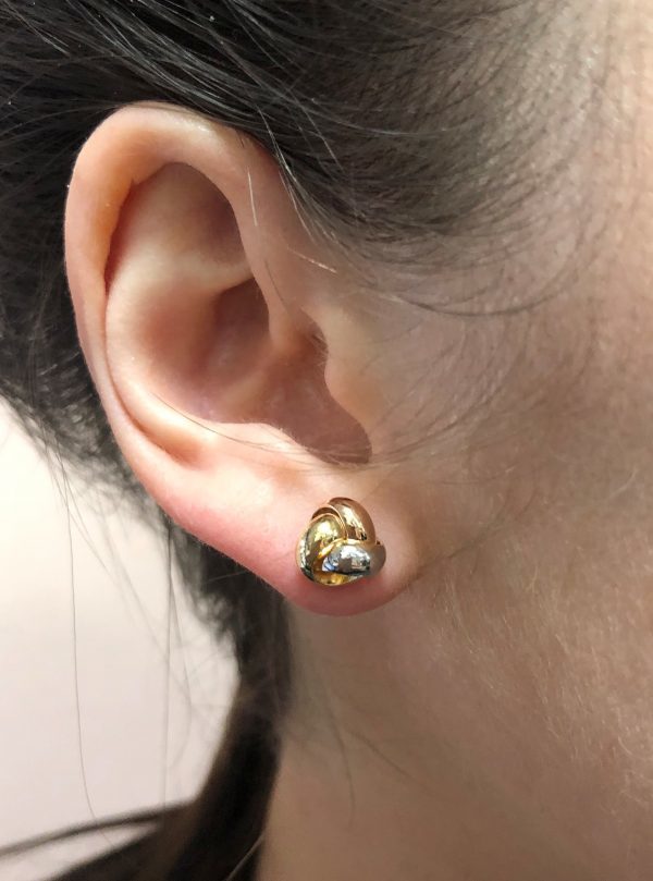 18ct three tone gold stud earrings