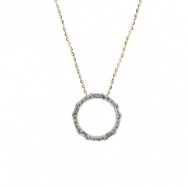 18ct rose gold diamond circle necklace