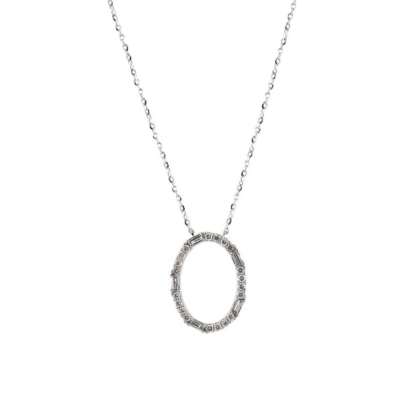 18ct white gold oval shape diamond necklace