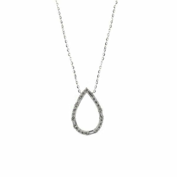 18ct white gold pear diamond necklace