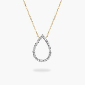 18ct yellow gold pear diamond necklace