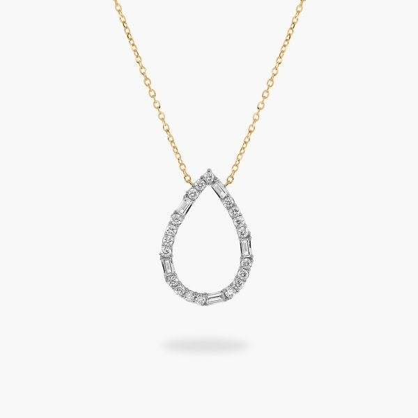 18ct yellow gold pear diamond necklace