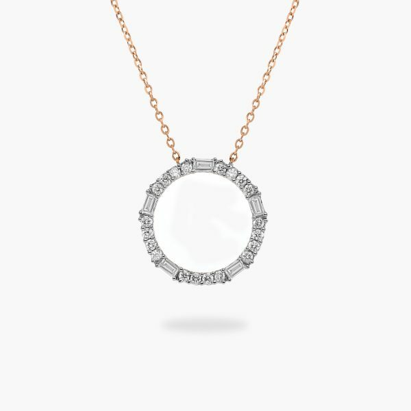 18ct rose gold diamond circle necklace