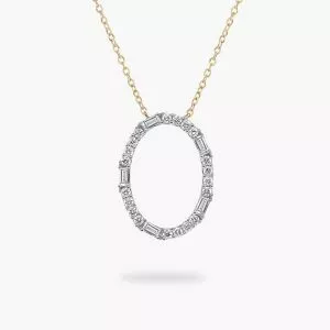 18ct yellow gold oval shape diamond necklace