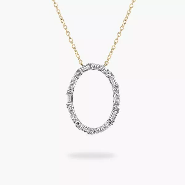 18ct yellow gold oval shape diamond necklace
