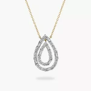 18ct yellow gold diamond pear shape necklace
