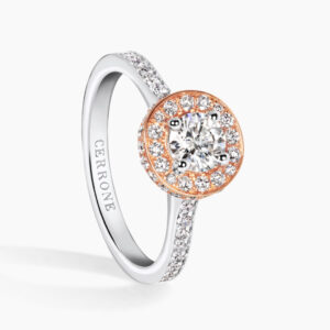 18ct white and rose gold 0.47ct G VS round diamond ring