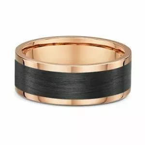 9ct rose gold & carbon mens wedding ring