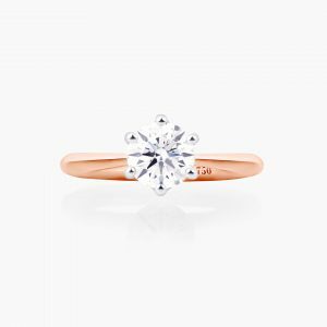 BARI - 18ct rose and white gold round diamond solitaire ring