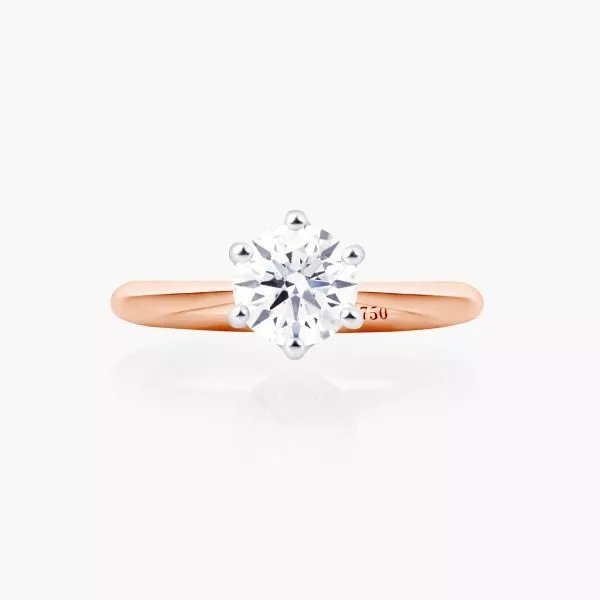 BARI - 18ct rose and white gold round diamond solitaire ring