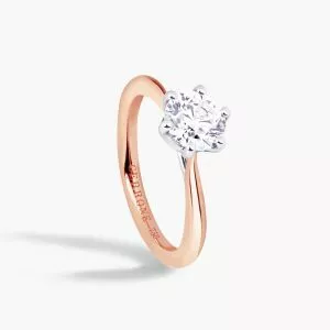 BARI - 18ct rose and white gold round diamond solitaire ring